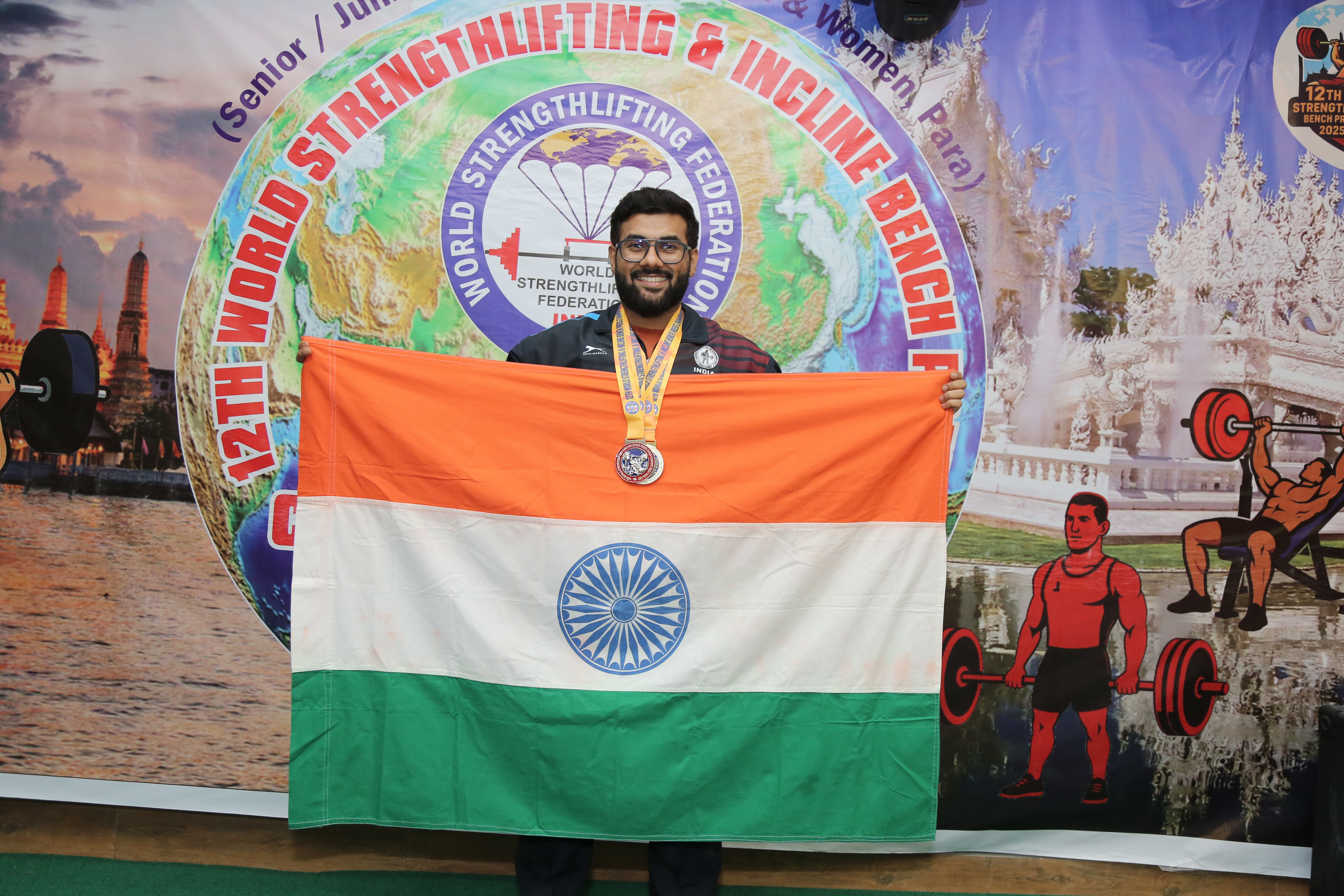 Rohan Shah makes India proud by winning Gold & Silver at the 12th World Strengthlifting & Incline Benchpress Championship 2025 in Thailand