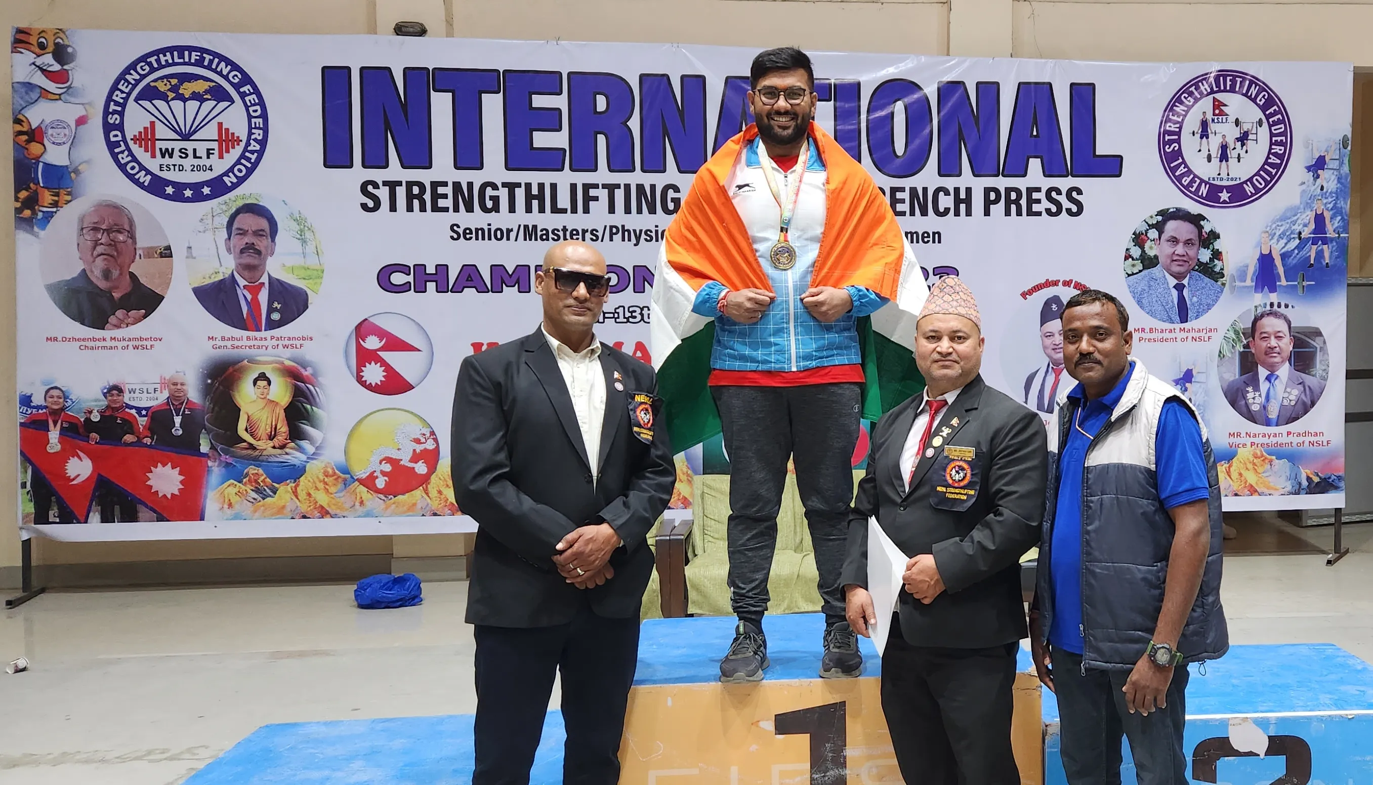 1 Gold Medal in International Strength Lifting & Incline Bench Press Championship, Nepal kathmandu